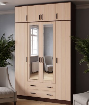 Шкаф 1600 мм Лагуна с антресолью венге/дуб (Текс) в Невьянске - nevyansk.mebel-e96.ru