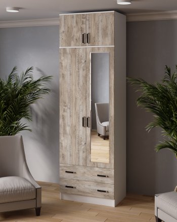 Шкаф 800 мм Лагуна с антресолью дуб юкон (Текс) в Невьянске - nevyansk.mebel-e96.ru