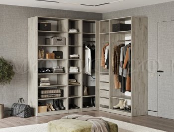 Гардеробная/шкаф 2200*1706 мм Ларго №3 дуб крафт серый/кашемир (Миф) в Невьянске - nevyansk.mebel-e96.ru