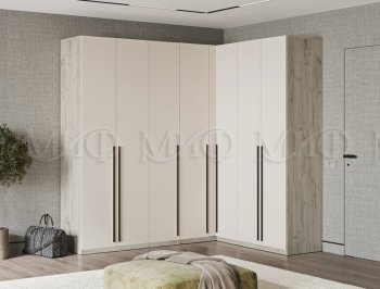 Гардеробная/шкаф 2200*1706 мм Ларго №3 дуб крафт серый/кашемир (Миф) в Невьянске - nevyansk.mebel-e96.ru