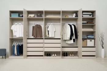 Гардеробная/шкаф 4000 мм Ларго №4 Кашемир (Миф) в Невьянске - nevyansk.mebel-e96.ru