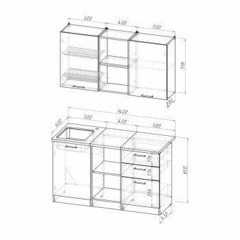 Кухонный гарнитур Лариса медиум 4 1400 мм (Герда) в Невьянске - nevyansk.mebel-e96.ru