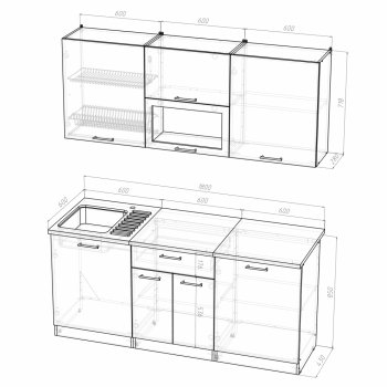 Кухонный гарнитур Лариса макси 1 1800 мм (Герда) в Невьянске - nevyansk.mebel-e96.ru