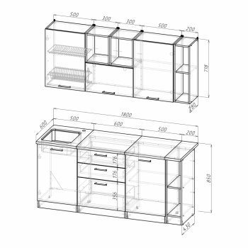 Кухонный гарнитур Лариса макси 4 1800 мм (Герда) в Невьянске - nevyansk.mebel-e96.ru