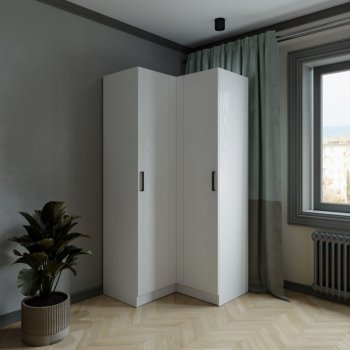 Шкаф угловой Ларс (угол прямой), Белый (Микон) в Невьянске - nevyansk.mebel-e96.ru