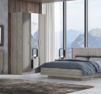 Шкаф распашной 1400 мм Лежер ШК-3103 дуб серый/холст вулканический (СанТан) в Невьянске - nevyansk.mebel-e96.ru