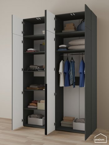 Шкаф с антресолью 1600 мм Linnea MHR-4A-1 2450х1600х510 (Графит-М 11.1.25) в Невьянске - nevyansk.mebel-e96.ru