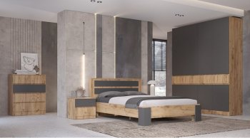 Шкаф 1500 мм 3х ств. Ленора вотан/Графит (Лин) в Невьянске - nevyansk.mebel-e96.ru