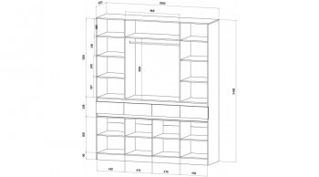 Шкаф 2000 мм 4х ств. Ленора вотан/Кашемир (Лин) в Невьянске - nevyansk.mebel-e96.ru