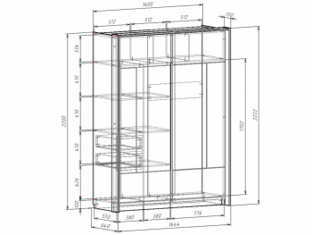 Шкаф-купе 1600 мм Либерти (Росток) в Невьянске - nevyansk.mebel-e96.ru