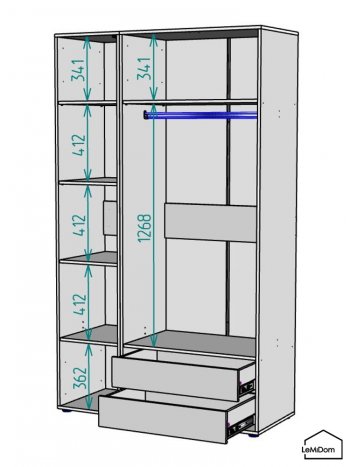 Шкаф Linnea MHR-3-2 2050х1200х510 (Графит-М 11.1.25) в Невьянске - nevyansk.mebel-e96.ru