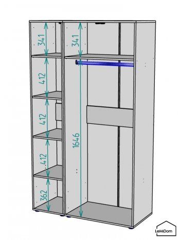 Шкаф Linnea MHR-3-1 2050х1200х510 (Белый-М 11.1.1) в Невьянске - nevyansk.mebel-e96.ru
