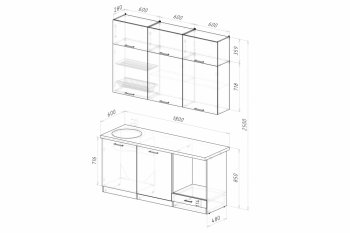 Кухонный гарнитур Лиора макси 2 1800 мм (ПМ) (Герда) в Невьянске - nevyansk.mebel-e96.ru