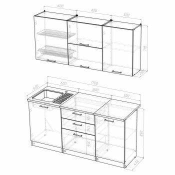 Кухонный гарнитур Лира экстра 1700 мм (Герда) в Невьянске - nevyansk.mebel-e96.ru