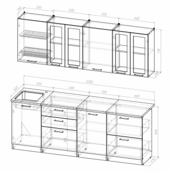 Кухонный гарнитур Лира компакт 2200 мм (Герда) в Невьянске - nevyansk.mebel-e96.ru