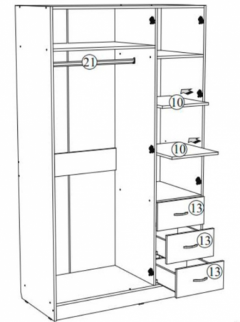 Шкаф Лофт-3 белый 1200 мм (ВНК) в Невьянске - nevyansk.mebel-e96.ru