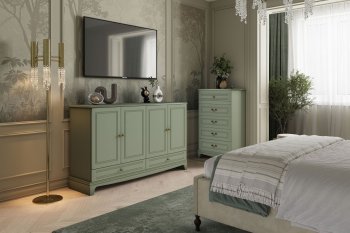 Спальный гарнитур Лорето, модульный, зеленый самшит (БМ) в Невьянске - nevyansk.mebel-e96.ru