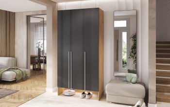 Шкаф прихожая 1200 мм Луна крафт/графит (Миф) в Невьянске - nevyansk.mebel-e96.ru