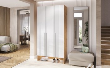 Шкаф прихожая 1200 мм Луна крафт/белый (Миф) в Невьянске - nevyansk.mebel-e96.ru