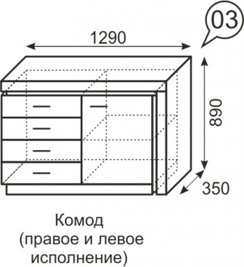 Комод Люмен №3 (ИжМ) в Невьянске - nevyansk.mebel-e96.ru