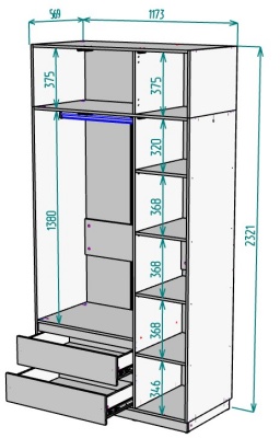 Шкаф 1200 мм Мальта light H298 + Антресоль HA3 в Невьянске - nevyansk.mebel-e96.ru