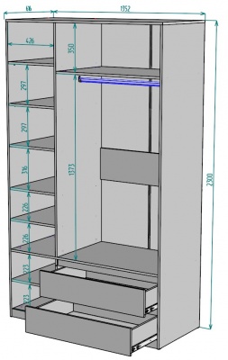 Шкаф Мальта 1350 мм Графит в Невьянске - nevyansk.mebel-e96.ru