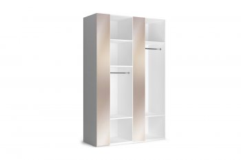 Шкаф 1400 мм 2дв.(вст.зерк.) Марсель белый (Кураж) в Невьянске - nevyansk.mebel-e96.ru