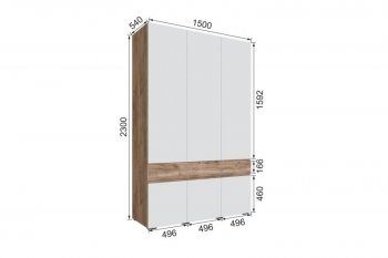 Шкаф 1500 мм Мерида крафт табачный/белый (Микон) в Невьянске - nevyansk.mebel-e96.ru