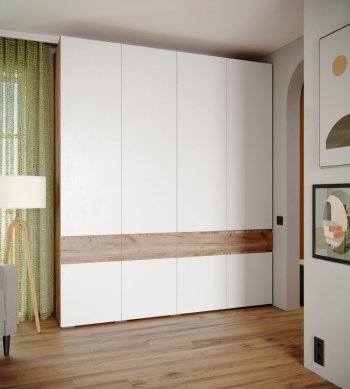 Шкаф 2000 мм Мерида крафт табачный/белый (Микон) в Невьянске - nevyansk.mebel-e96.ru