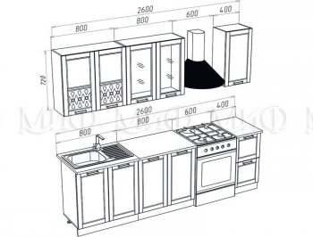 Кухонный гарнитур Милано 2000 мм орех (Миф) в Невьянске - nevyansk.mebel-e96.ru