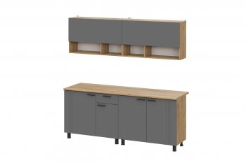 Кухонный гарнитур Монако 2000 мм графит (СВ) в Невьянске - nevyansk.mebel-e96.ru