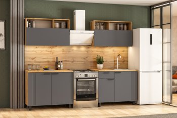 Кухонный гарнитур Монако 2000 мм графит (СВ) в Невьянске - nevyansk.mebel-e96.ru