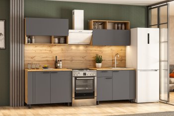 Кухонный гарнитур Монако 2000 мм графит (СВ) в Невьянске - nevyansk.mebel-e96.ru