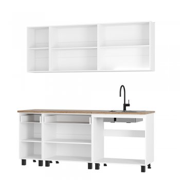 Кухонный гарнитур Монтана 2000 мм белый/графит (БТС) в Невьянске - nevyansk.mebel-e96.ru