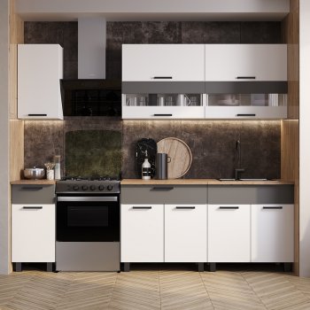 Кухонный гарнитур Монтана 2000 мм белый/графит (БТС) в Невьянске - nevyansk.mebel-e96.ru