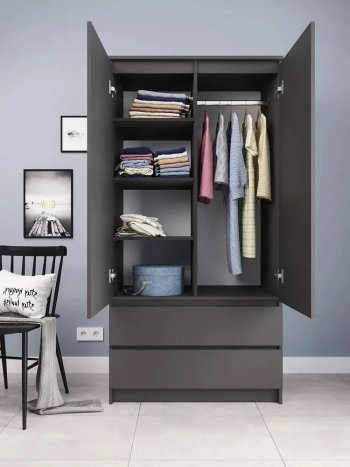 Шкаф 900 мм с антресолью Мори 900.2 графит (ДСВ) в Невьянске - nevyansk.mebel-e96.ru
