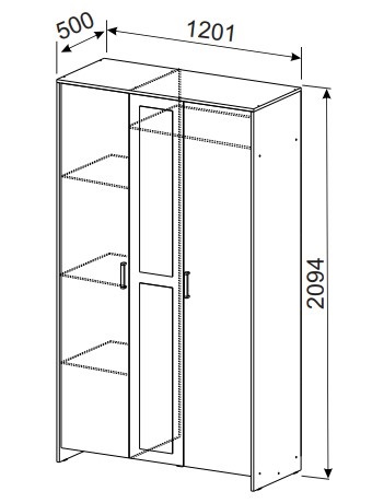 Шкаф распашной МСП-1 1200 мм анкор (СВ) в Невьянске - nevyansk.mebel-e96.ru