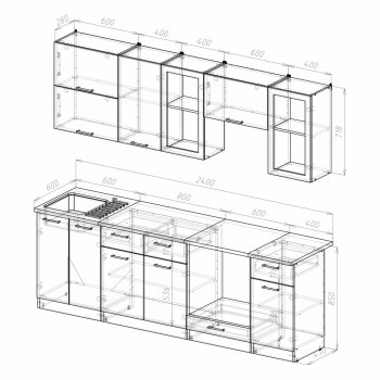 Кухонный гарнитур Ника базис 2400 мм (Герда) в Невьянске - nevyansk.mebel-e96.ru