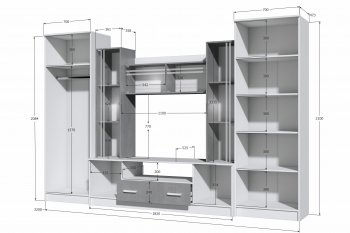 Стенка Николь-2 крафт серый/кашемир (Зарон) в Невьянске - nevyansk.mebel-e96.ru