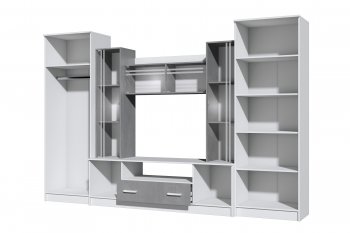 Стенка Николь-2 белый/бетонный камень(Зарон) в Невьянске - nevyansk.mebel-e96.ru