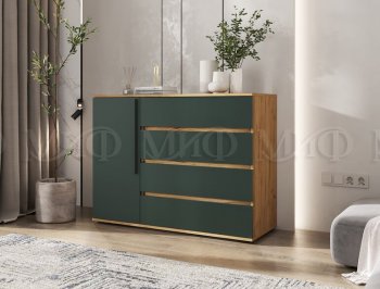 Комод 1 дверь 4 ящика (1200) Норд, крафт/изумруд (Миф) в Невьянске - nevyansk.mebel-e96.ru