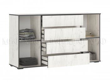 Комод 2 двери 4 ящика (1600) Норд, крафт белый (Миф) в Невьянске - nevyansk.mebel-e96.ru