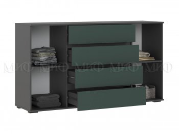 Комод 2 двери 4 ящика (1600) Норд, графит/изумруд (Миф) в Невьянске - nevyansk.mebel-e96.ru