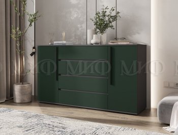 Комод 2 двери 4 ящика (1600) Норд, графит/изумруд (Миф) в Невьянске - nevyansk.mebel-e96.ru