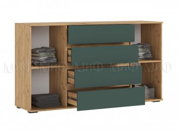 Комод 2 двери 4 ящика (1600) Норд, крафт/изумруд (Миф) в Невьянске - nevyansk.mebel-e96.ru