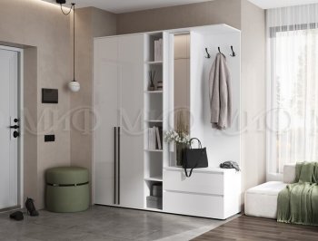 Прихожая Норд модульная белый (Миф) в Невьянске - nevyansk.mebel-e96.ru