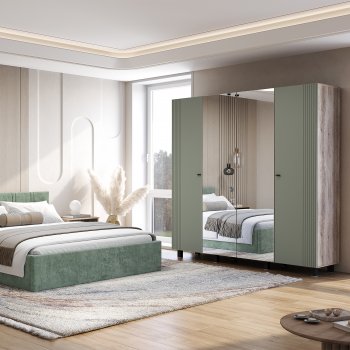 Шкаф 2000 мм 4-х створчатый Олива ШК-13 эвкалипт софт (БТС) в Невьянске - nevyansk.mebel-e96.ru