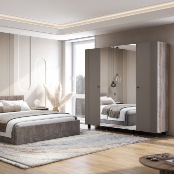 Шкаф 2000 мм 4-х створчатый Олива ШК-13 муссон софт (БТС) в Невьянске - nevyansk.mebel-e96.ru