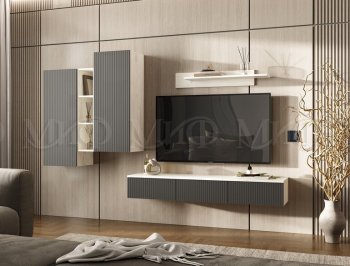 Стенка Оскар комп.2 крафт белый/графит (Миф) в Невьянске - nevyansk.mebel-e96.ru
