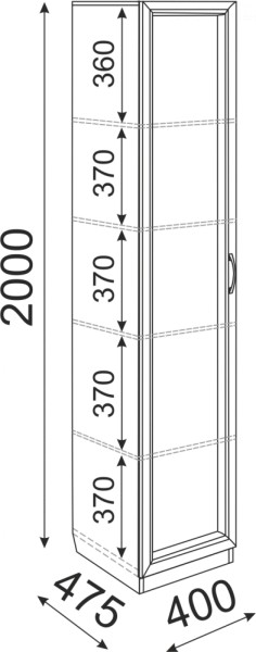 Пенал Остин М03 полки 400 (Риннер) в Невьянске - nevyansk.mebel-e96.ru